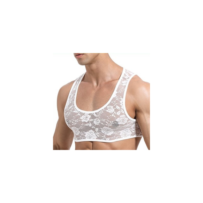MenSexyWear Crop Dentelle Blanc